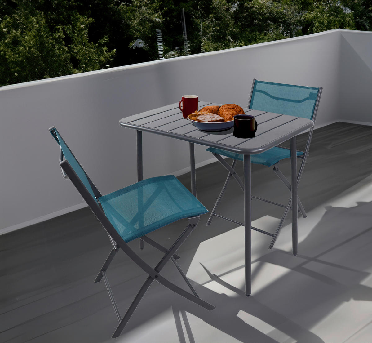 VCM Gartenstuhl 2er Set blau Stahl B/H/L: ca. 45x79x46 cm Gartenstuhl 2er Set Sumila - blau (46,00/45,00/79,00cm) - VCM