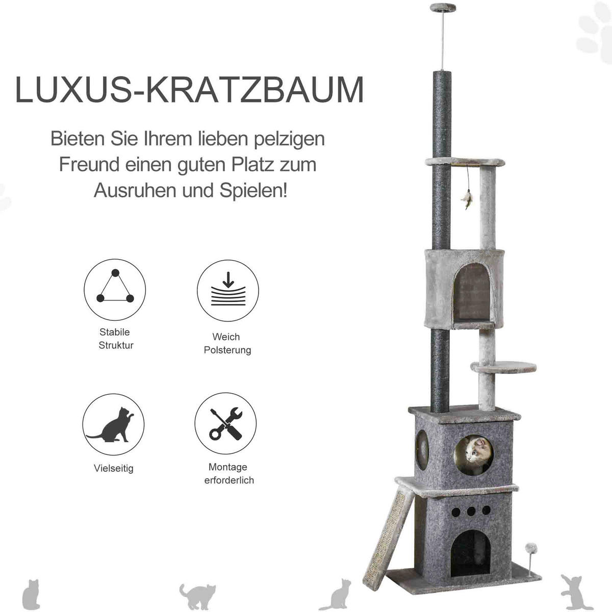 PawHut Kratzbaum Kratzbaum - (60,00/40,00/255,00cm) - PawHut