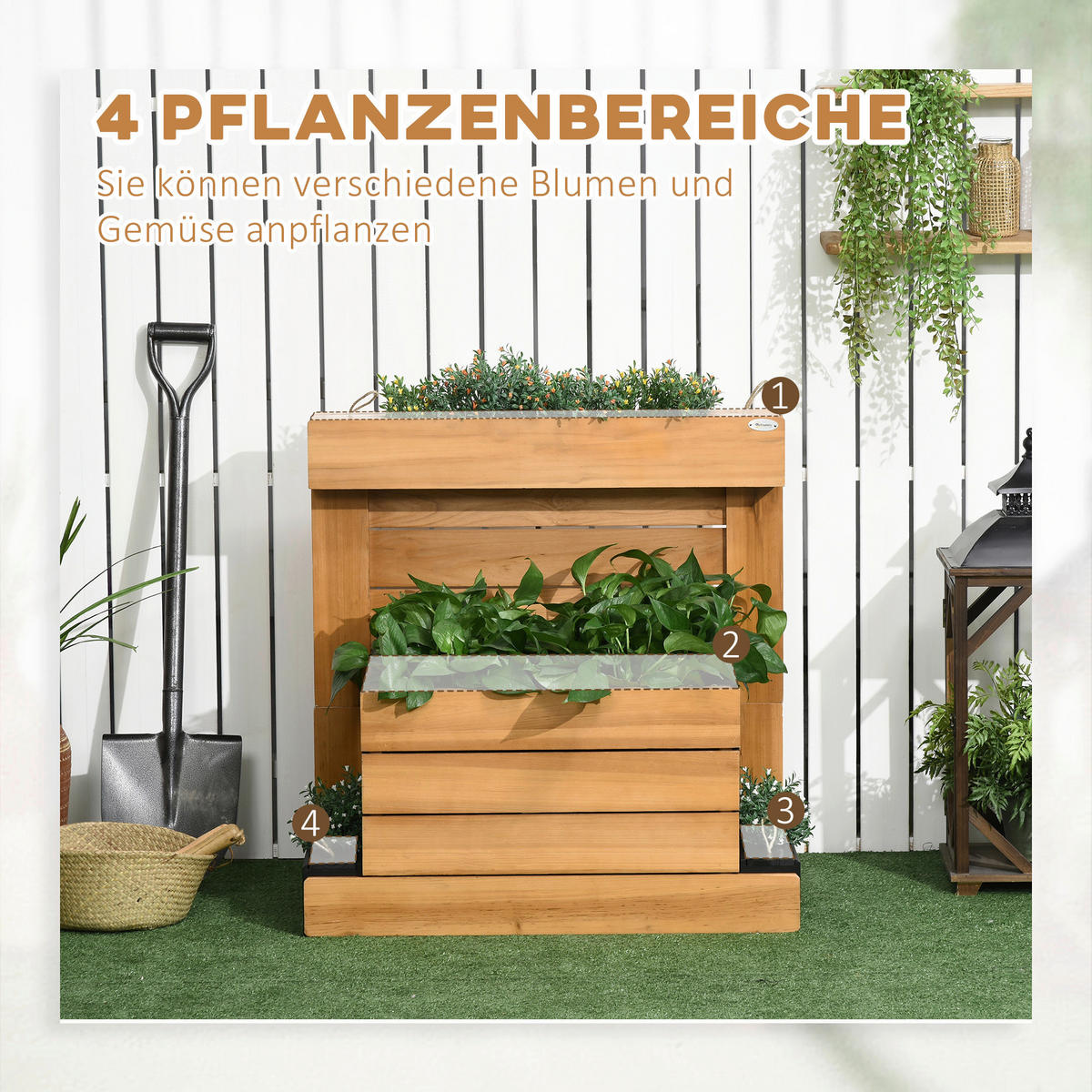 Outsunny Pflanzkasten Pflanzkasten - braun (79,50/49,50/80,00cm) - Outsunny