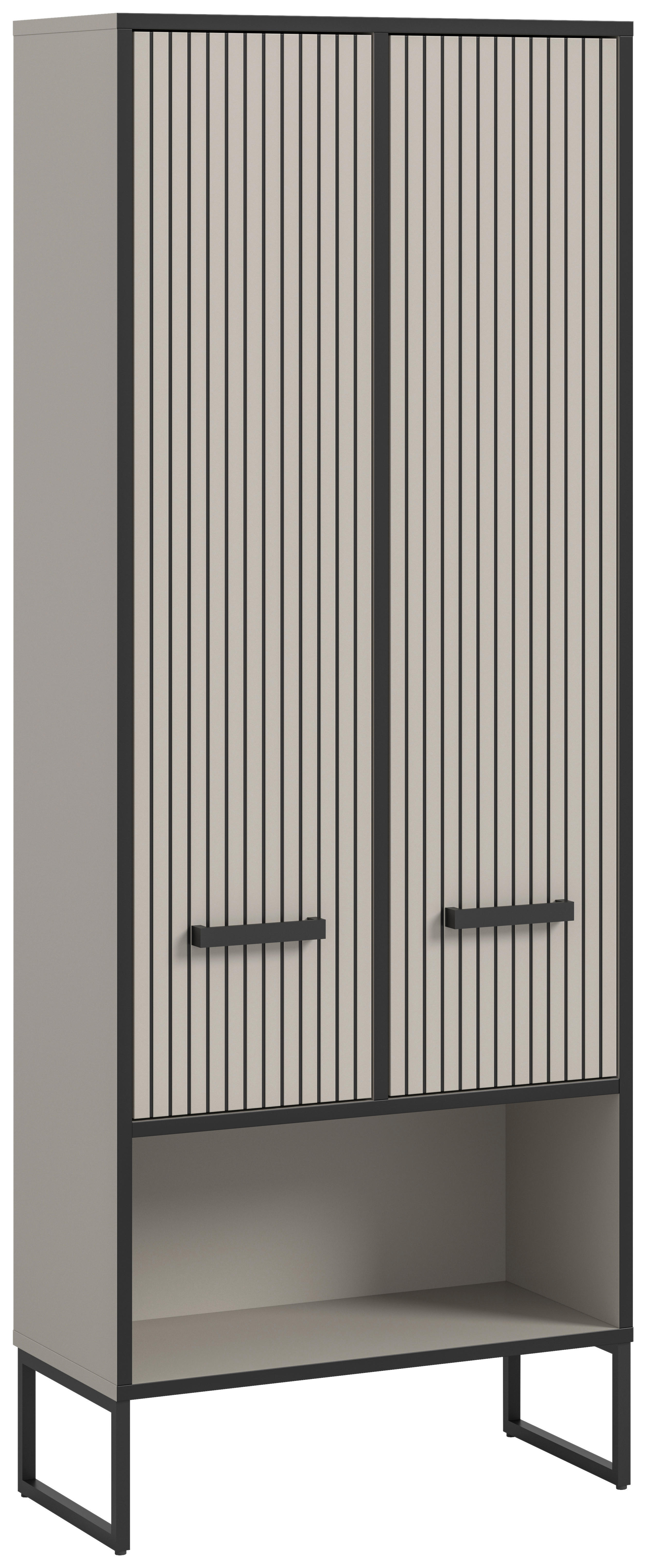 Badhochschrank BAGNO schwarz Kaschmirgrau Nachbildung B/H/T: ca. 59x159x32 cm BAGNO - schwarz (59,00/159,00/32,00cm) - xonox.home