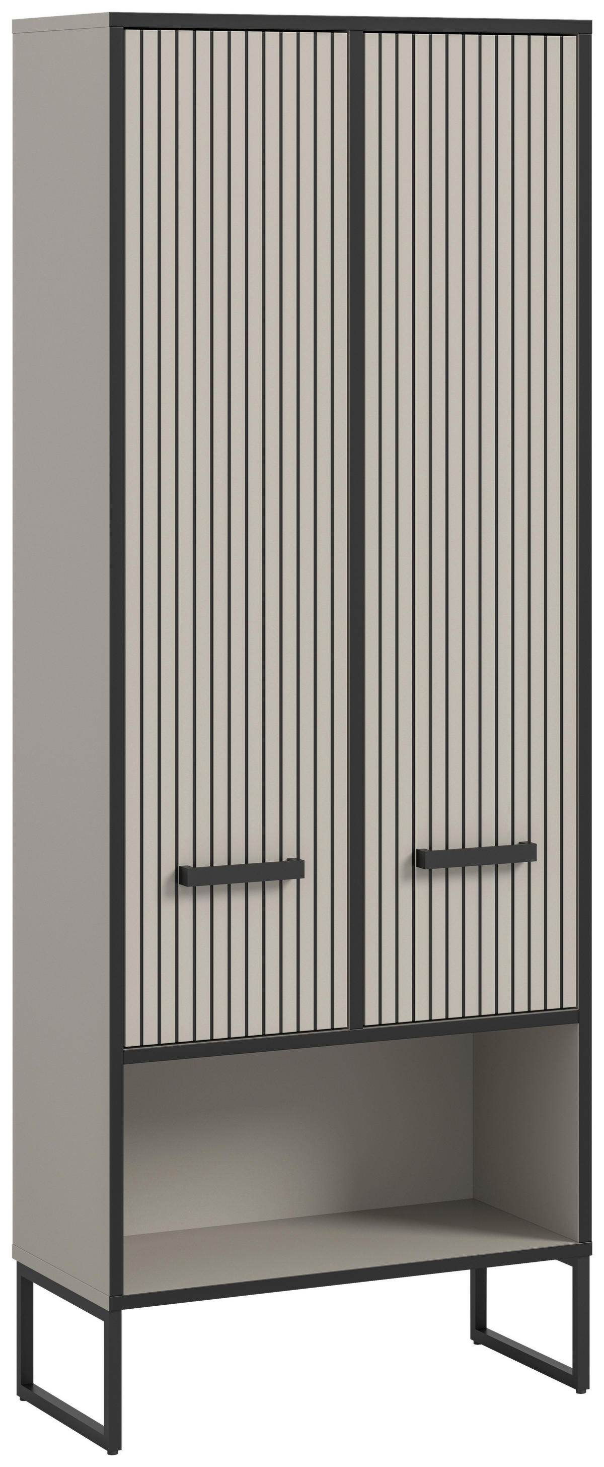 Badhochschrank BAGNO schwarz Kaschmirgrau Nachbildung B/H/T: ca. 59x159x32 cm BAGNO - schwarz (59,00/159,00/32,00cm) - xonox.home