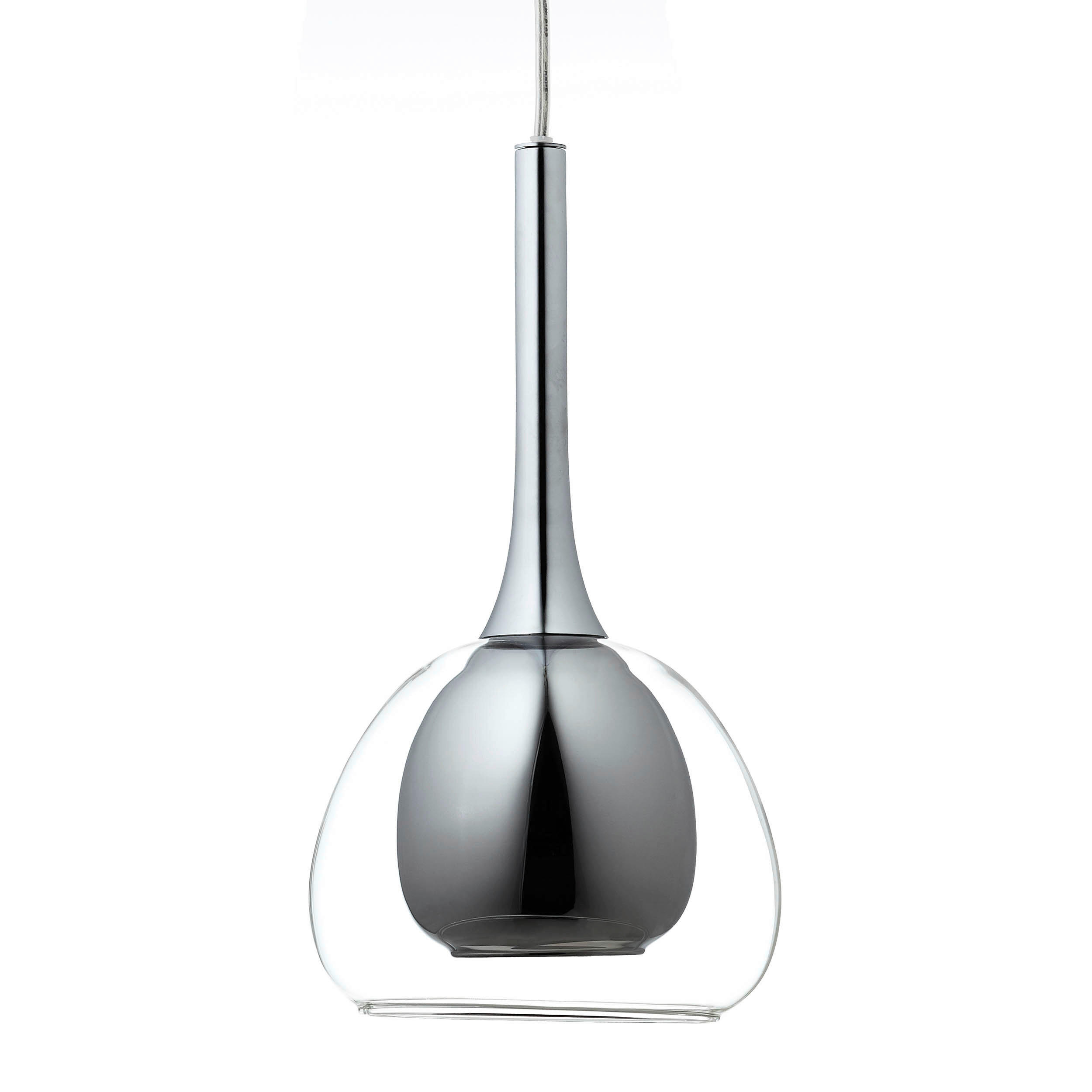 Brilliant Pendelleuchte 85573/20 Chrom grau klar Metall Rauchglas B/H/T: ca. 66x120x16 cm E14 3 Brennstellen Hadan - klar/Chrom (66,00/120,00/16,00cm) - Brilliant