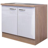 Spülenschrank Valero weiß Hochglanz B/H/T: ca. 100x86x60 cm Valero - Eiche/weiß (100,00/86,00/60,00cm) - Flex-Well
