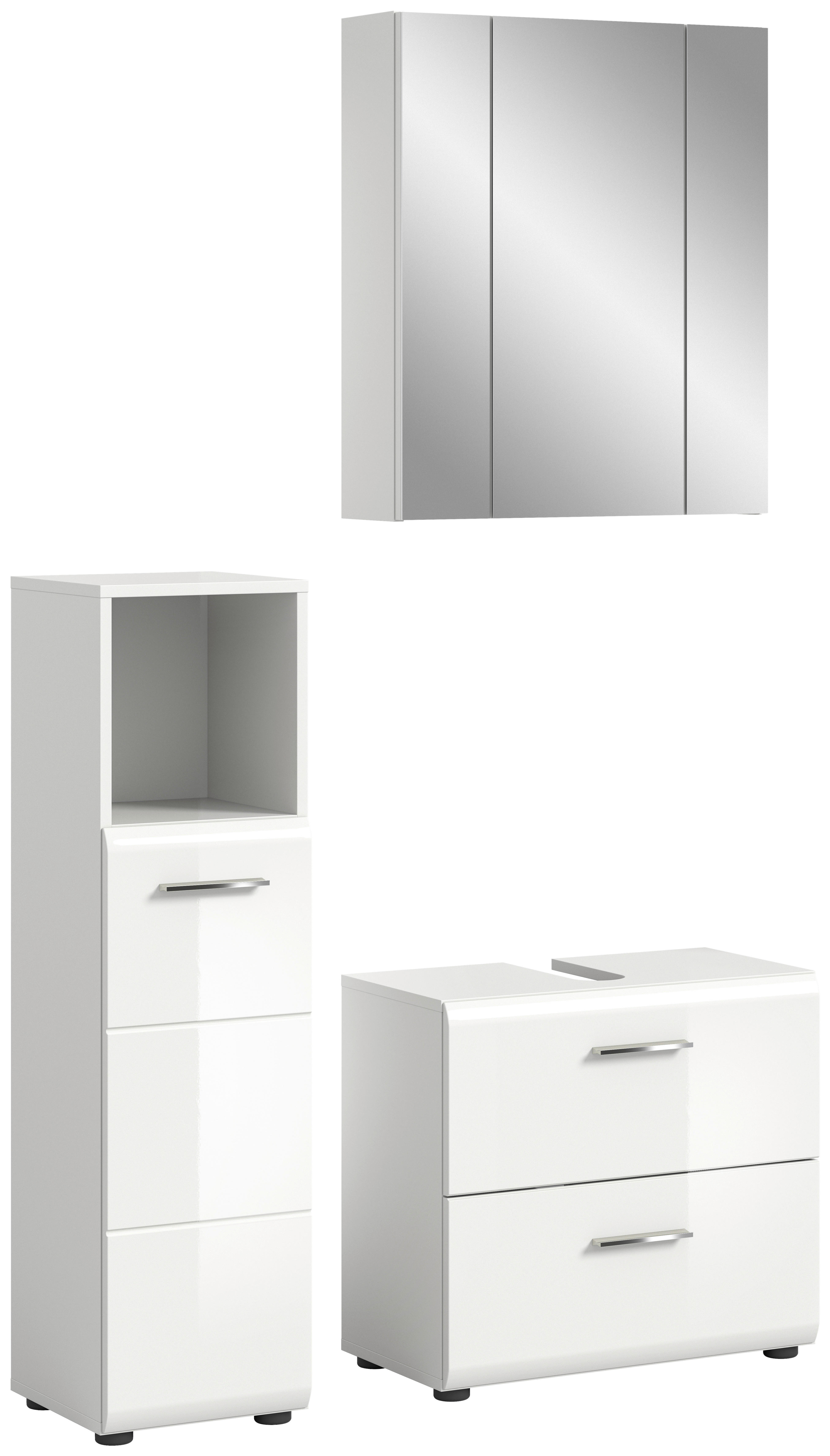 Badezimmer-Set ICE weiß weiß Hochglanz B/H/T: ca. 105x190x32 cm ICE - weiß (105,00/190,00/32,00cm) - xonox.home