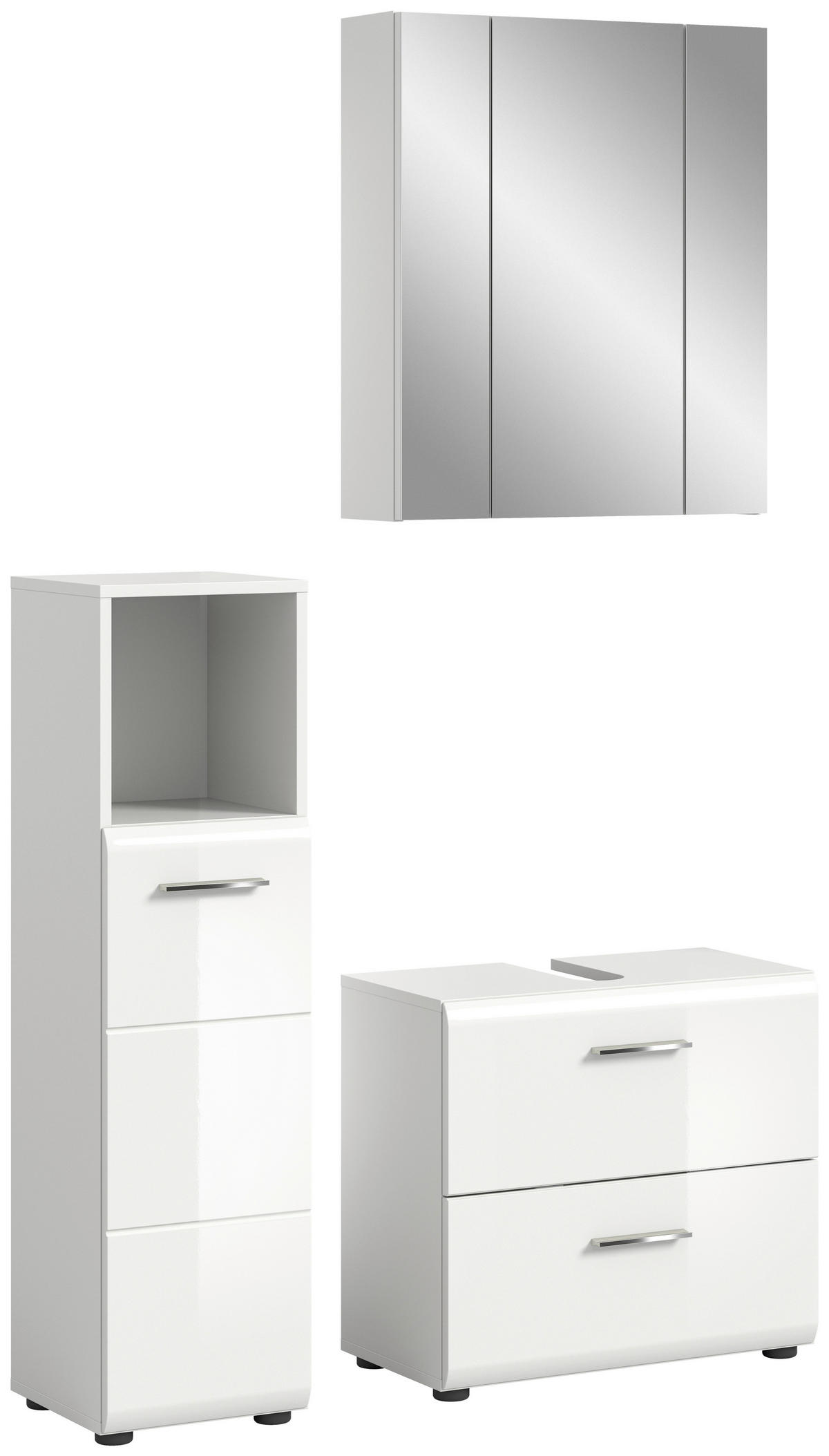 Badezimmer-Set ICE weiß weiß Hochglanz B/H/T: ca. 105x190x32 cm ICE - weiß (105,00/190,00/32,00cm) - xonox.home
