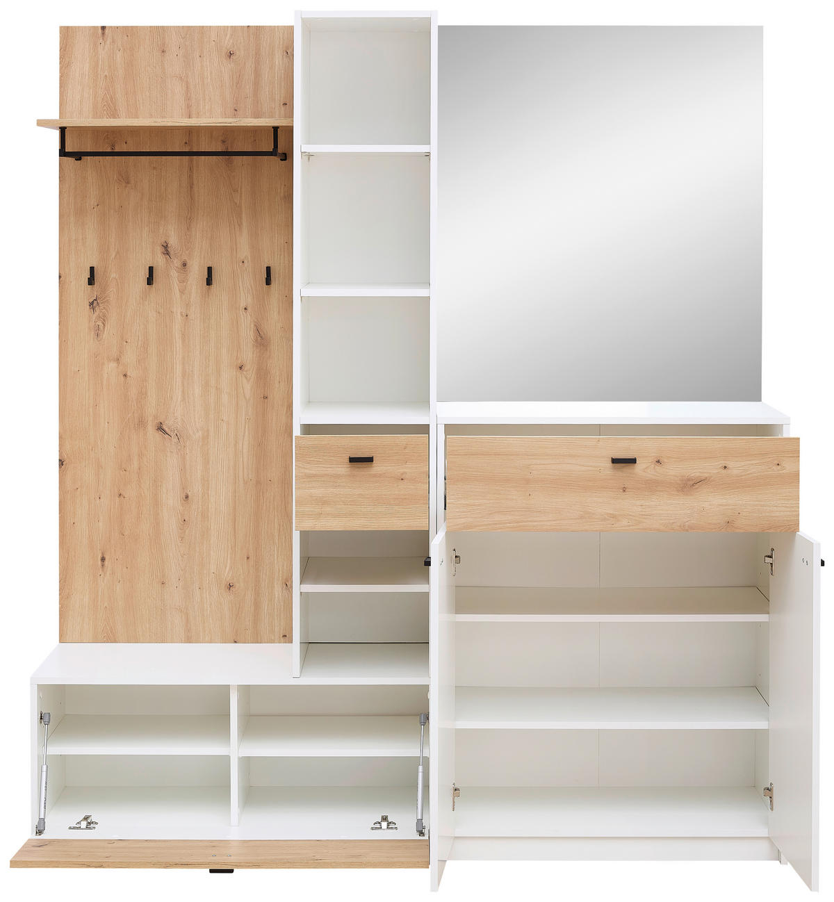 Garderobe Venlo weiß Eiche Artisan Nachbildung B/H/T: ca. 169x196x38 cm Venlo - Eiche/weiß (169,00/196,00/38,00cm)