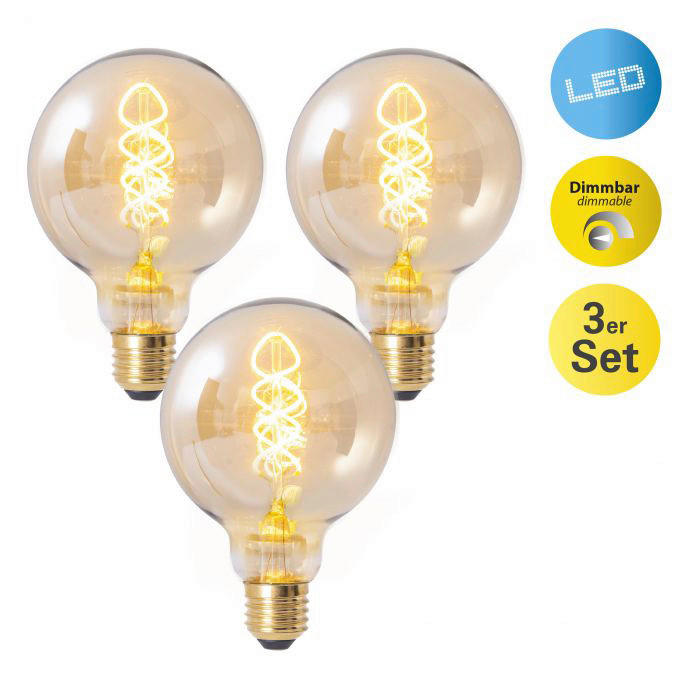 Näve Leuchten LED-Globelampe 3er-Set NV4135403 E27 Dilly - (9,50/13,80cm)