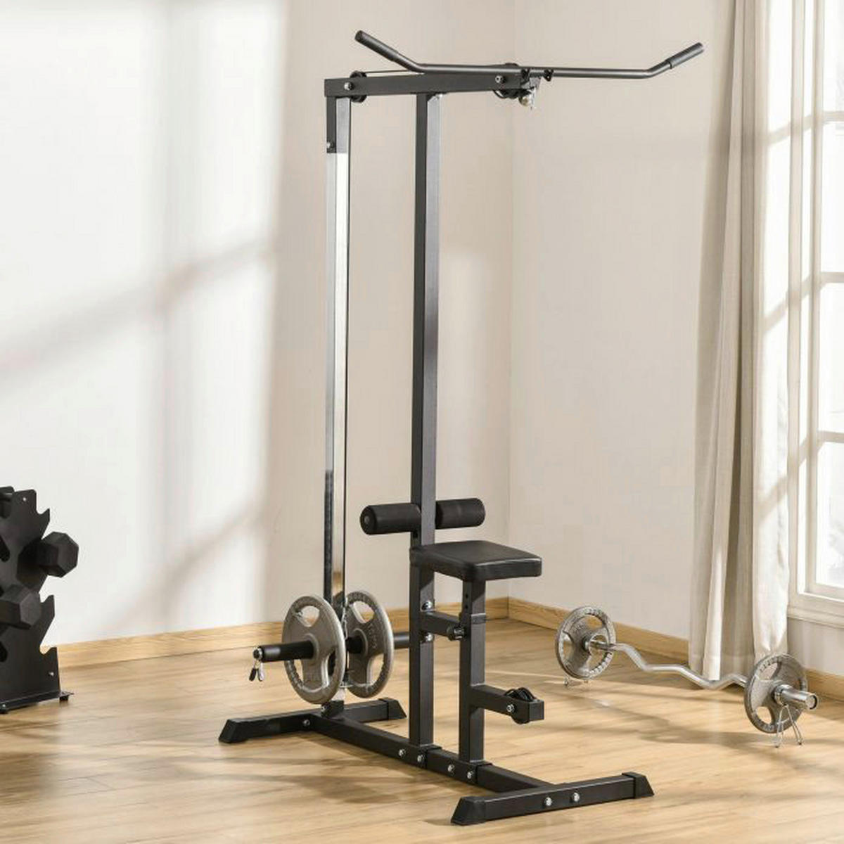 HOMCOM Kraftstation schwarz Stahl B/H/T: ca. 107x190x120 cm Kraftstation - schwarz (107,00/190,00/120,00cm) - HOMCOM