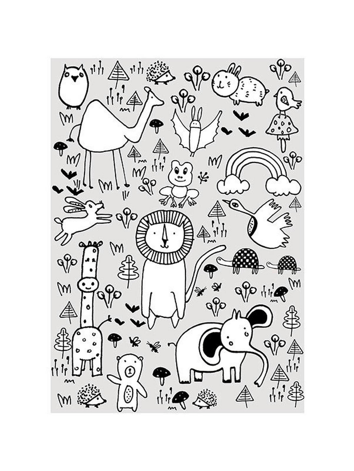 Komar Poster Scribble Park Tiere B/L: ca. 30x40 cm Scribble Park - (30,00/40,00cm) - Komar
