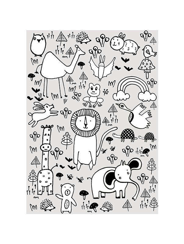 Komar Poster Scribble Park Tiere B/L: ca. 30x40 cm günstig online kaufen