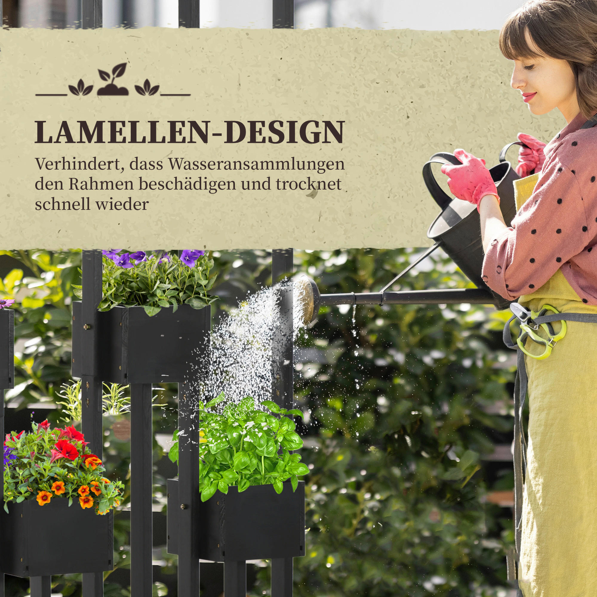 Outsunny Blumenkasten Blumenkasten - schwarz (90,00/45,00/170,00cm) - Outsunny