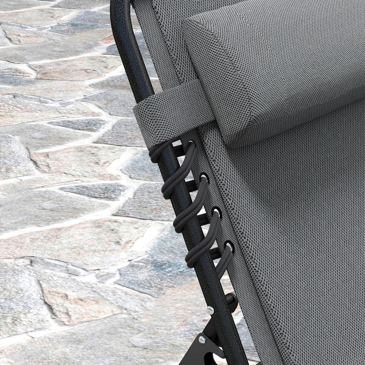 Outsunny Sonnenliege dunkelgrau Stahl B/H/L: ca. 68x36x189 cm Sonnenliege - dunkelgrau (189,00/68,00/36,00cm) - Outsunny