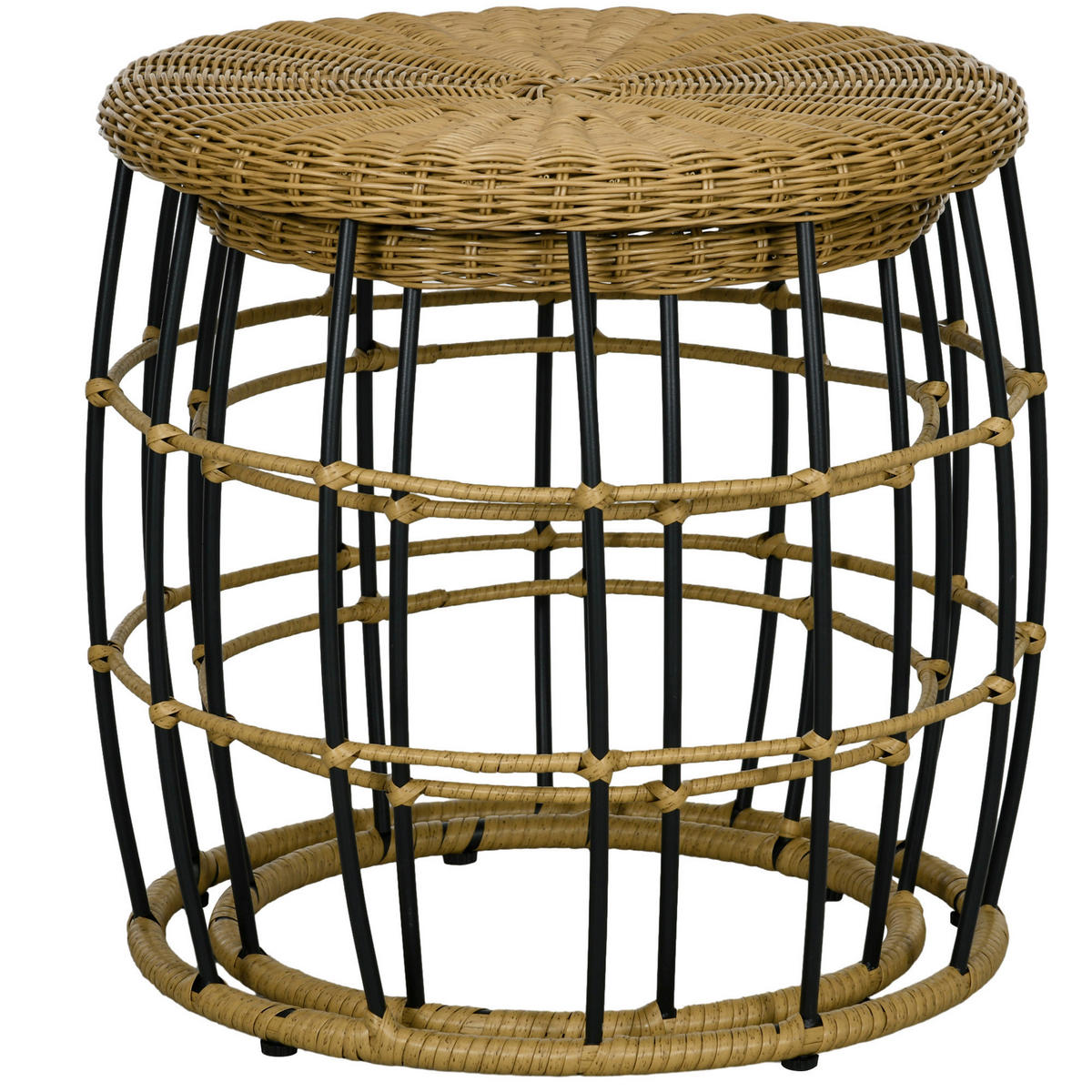 Outsunny Beistelltisch khaki Polypropylen B/H/L: ca. 58x58x53 cm Rattan_Beistelltisch-Set - khaki (53,00/58,00/58,00cm) - Outsunny