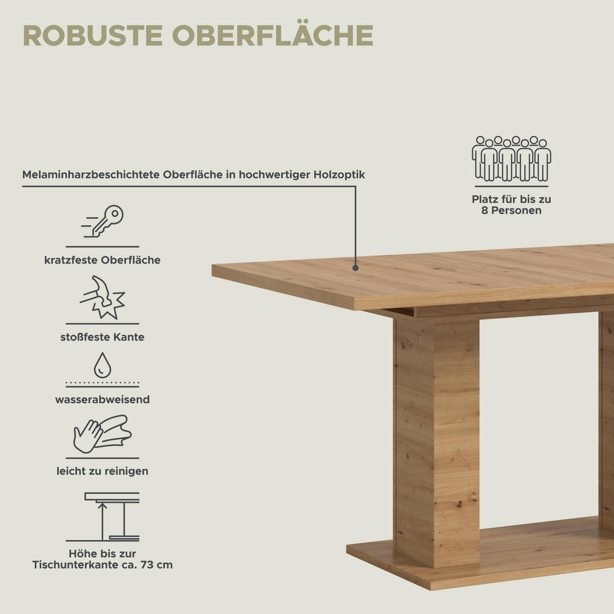 Esstisch MOTION Artisan Oak Nachbildung B/H/T: ca. 150x76x90 cm MOTION - (150,00/76,00/90,00cm) - xonox.home