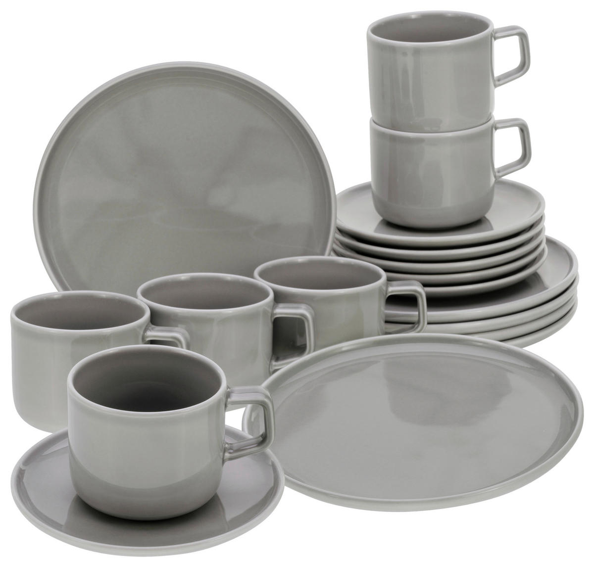 CreaTable Kaffeeservice Chef Collection grau Porzellan 18 tlg. Chef Collection - grau - CreaTable
