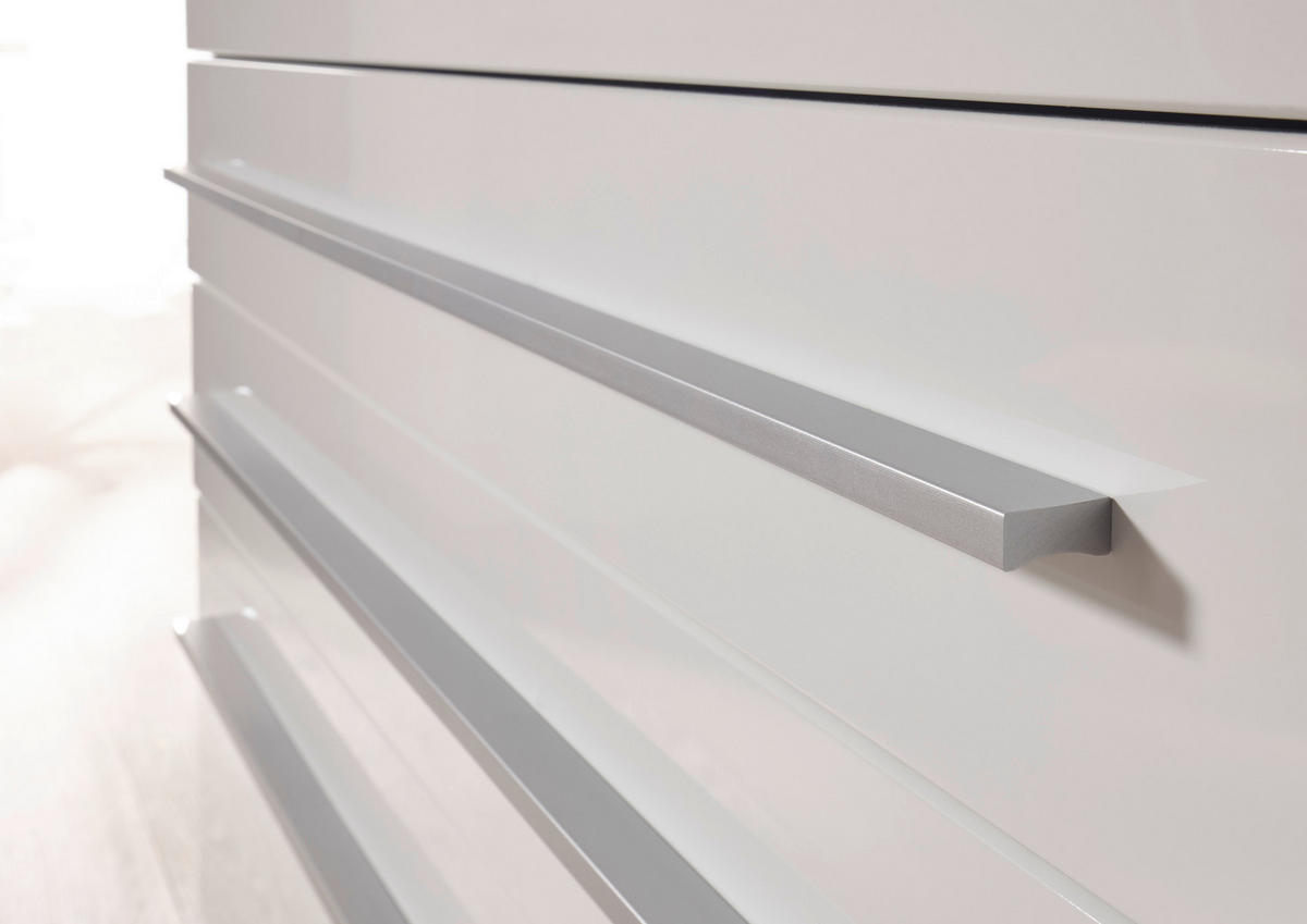 Respekta Doppelblock Premium weiß hochglänzend B/H/T: ca. 320x200x60 cm Premium - weiß/Edelstahl (320,00/200,00/60,00cm) - Respekta