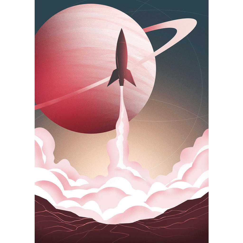 Komar Fototapete Explore the Universe, glatt, bedruckt, Comic, Retro, mehrfarbig, BxH: 200x280 cm, glatt, bedruckt