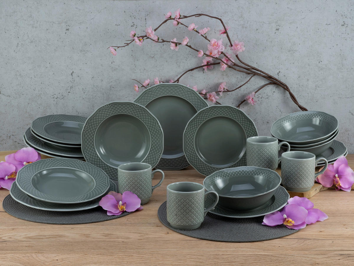 CreaTable Kombiservice Arianne grau Porzellan 20 tlg. Arianne - grau - CreaTable
