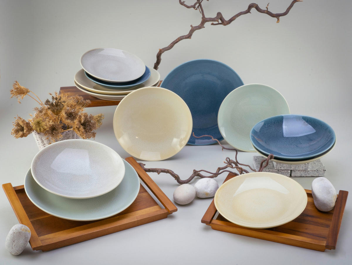 CreaTable Tafelservice Reactive Nordic multicolor Steinzeug 12 tlg. Reactive Nordic - multicolor - CreaTable
