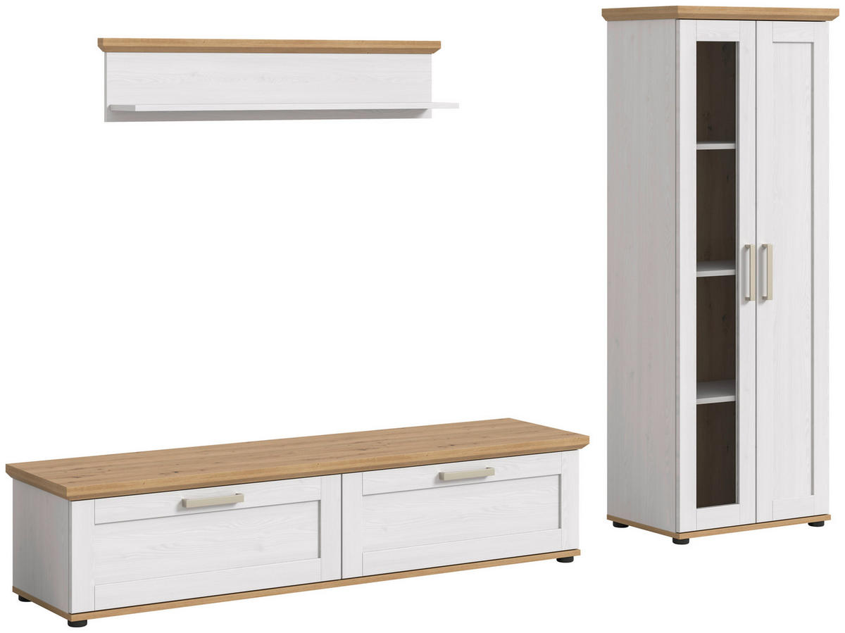Wohnwand VERONA Lärche Nachbildung Eiche Nachbildung B/H/T: ca. 336x161x40 cm VERONA - Eiche/Lärche (336,00/161,00/40,00cm) - xonox.home