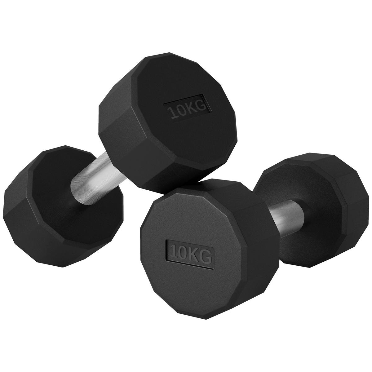 SPORTNOW Hantel schwarz Gummi B/H/L: ca. 13x13x26 cm Hantel-Set 2 x 10 kg - schwarz (26,00/13,00/13,00cm) - SPORTNOW