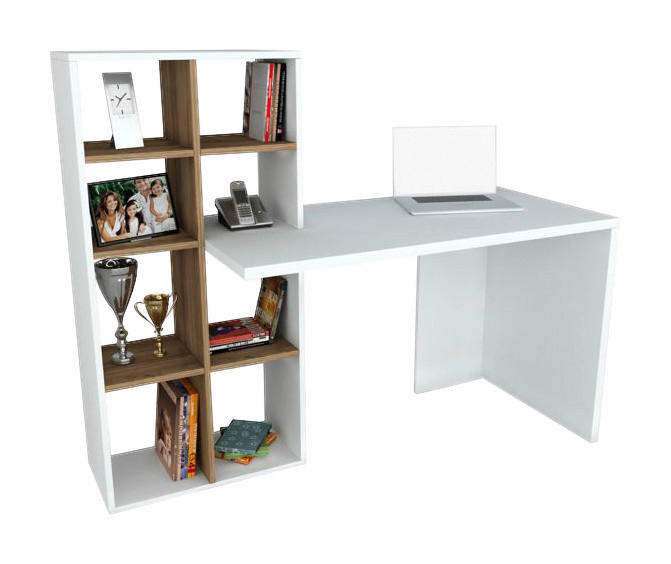 Schreibtisch Win weiß walnuss Nachbildung B/H/T: ca. 120x73x60 cm Win - weiß/walnuss (120,00/73,00/60,00cm) - moebel17