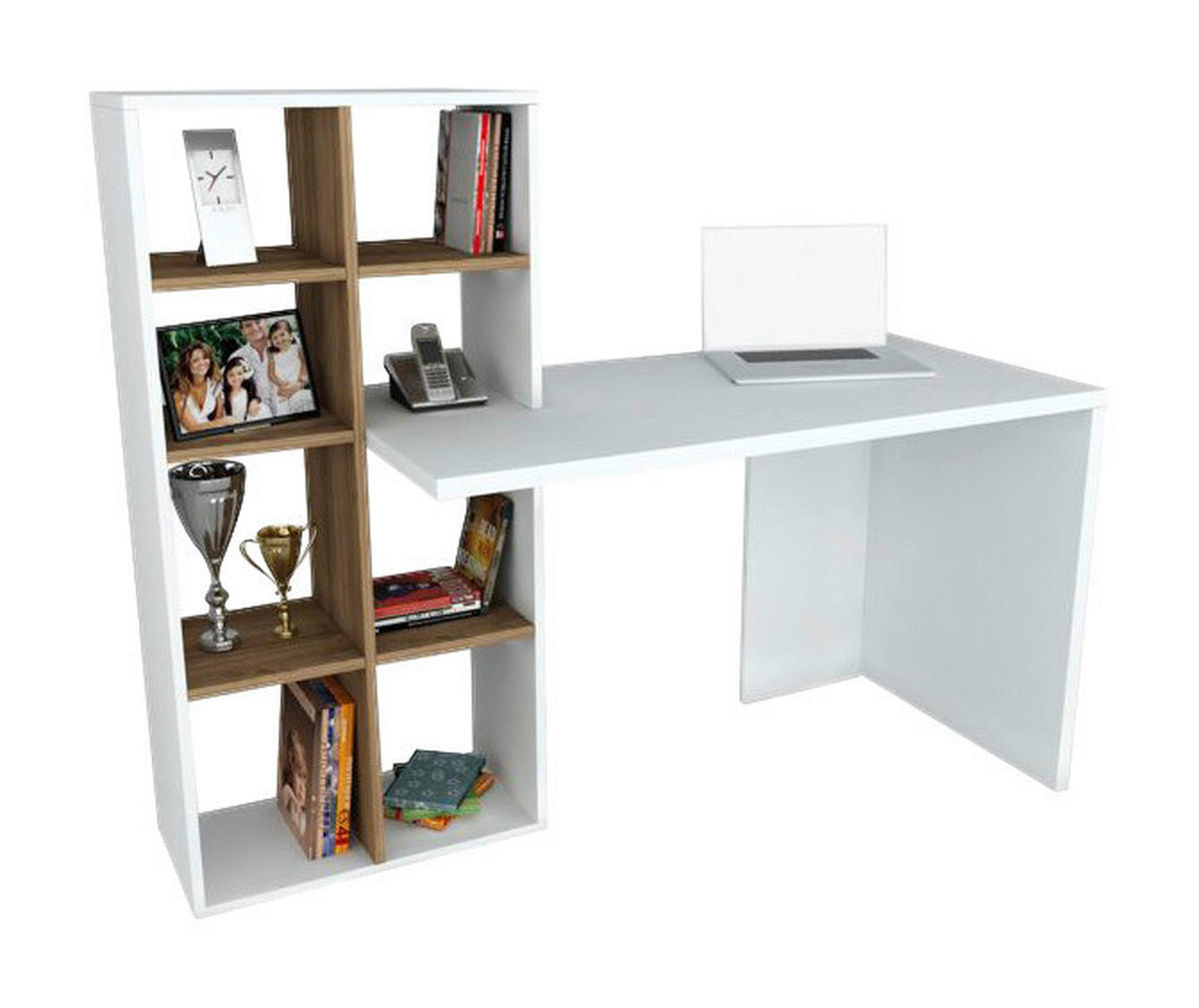 Schreibtisch Win weiß walnuss Nachbildung B/H/T: ca. 120x73x60 cm Win - weiß/walnuss (120,00/73,00/60,00cm) - moebel17