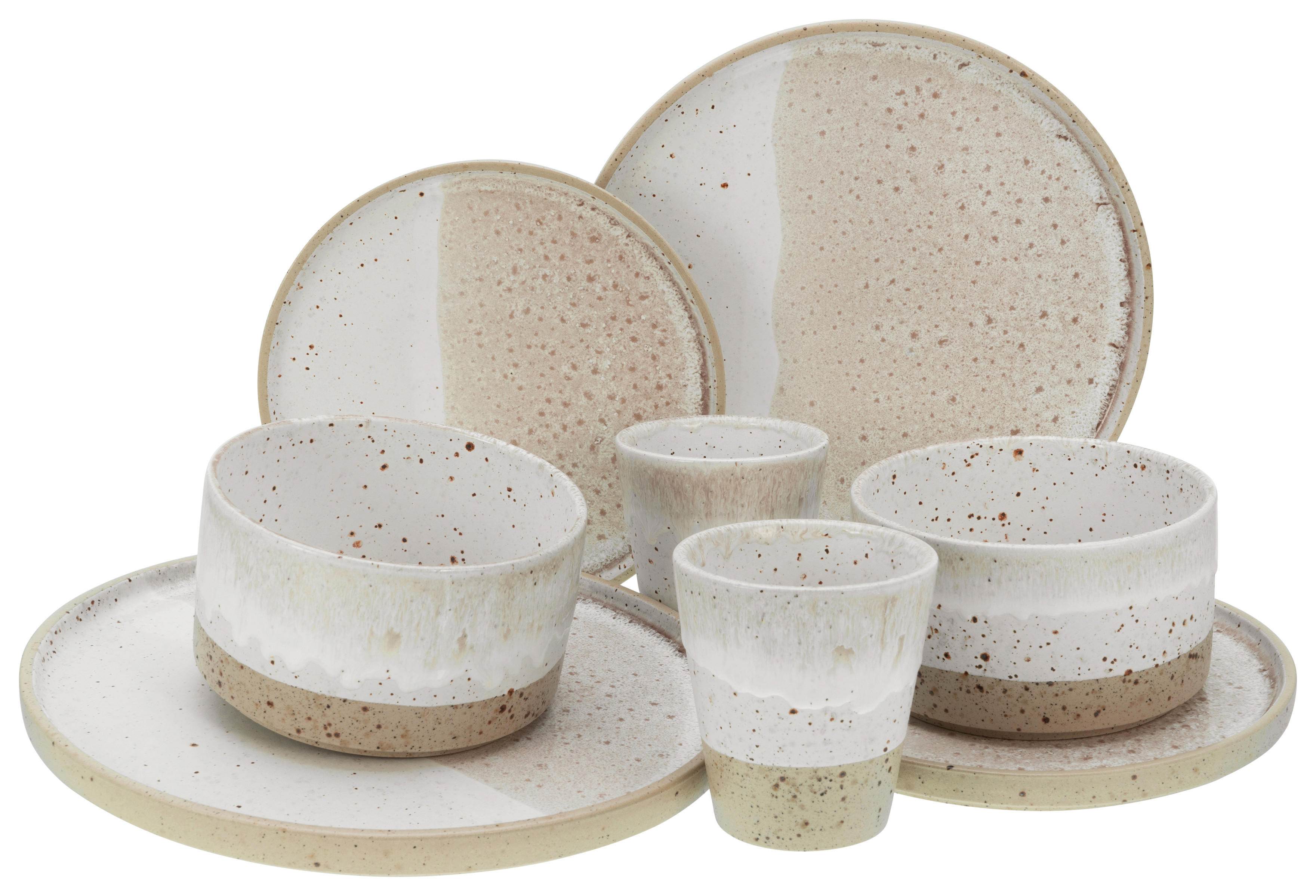 CreaTable Kombiservice Cosmos White Pepper sand Steingut Cosmos White Pepper - sand/weiß
