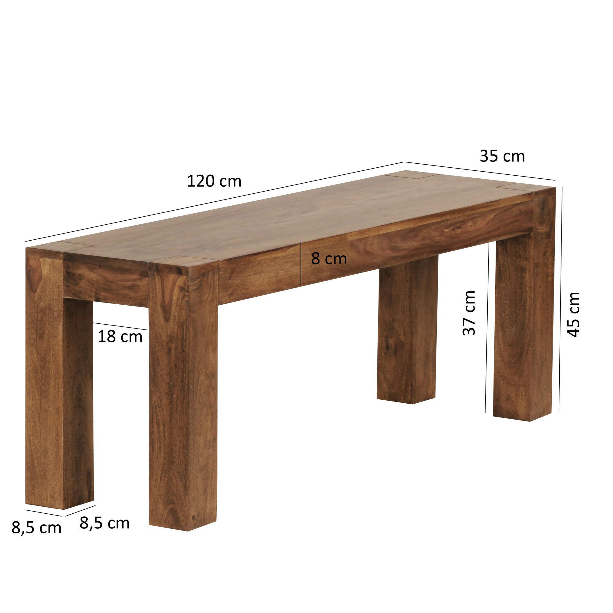 Wohnling Sitzbank natur Echtholz B/H/T: ca. 120x45x35 cm Sitzbank - natur (120,00/45,00/35,00cm) - Wohnling