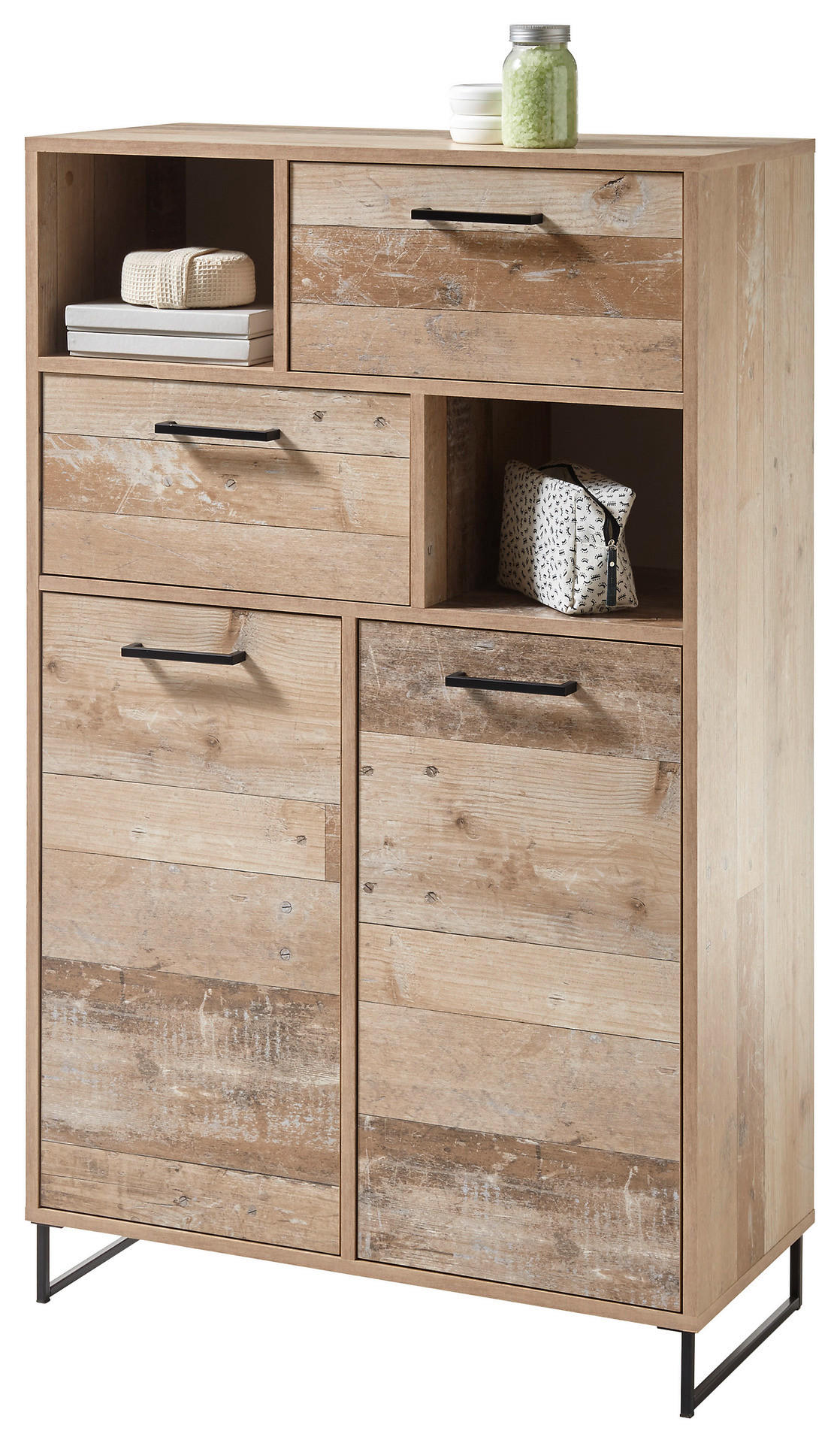 Badkommode Roof Old Wood Nachbildung B/H/T: ca. 80x130x37 cm Roof - (80,00/130,00/37,00cm)