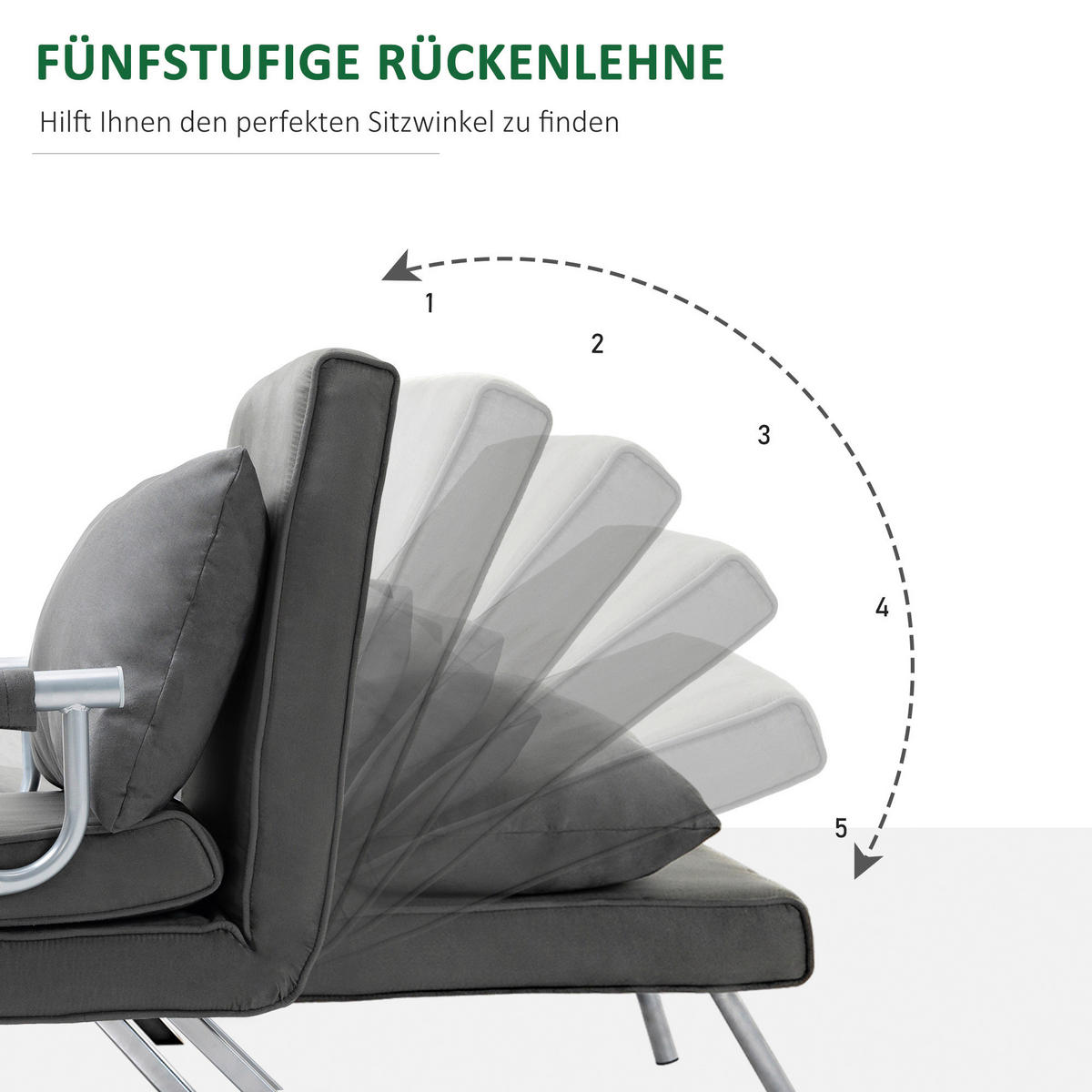 Schlafsofa 833-040 hellgrau Kunstleder B/H/T: ca. 65x80x69 cm 833-040 - hellgrau (65,00/80,00/69,00cm) - HOMCOM