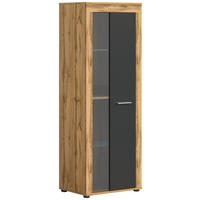 Vitrine Jam Eiche Wotan Nachbildung grau B/H/T: ca. 60x159x35 cm Jam - Eiche/grau (60,00/159,00/35,00cm) - xonox.home