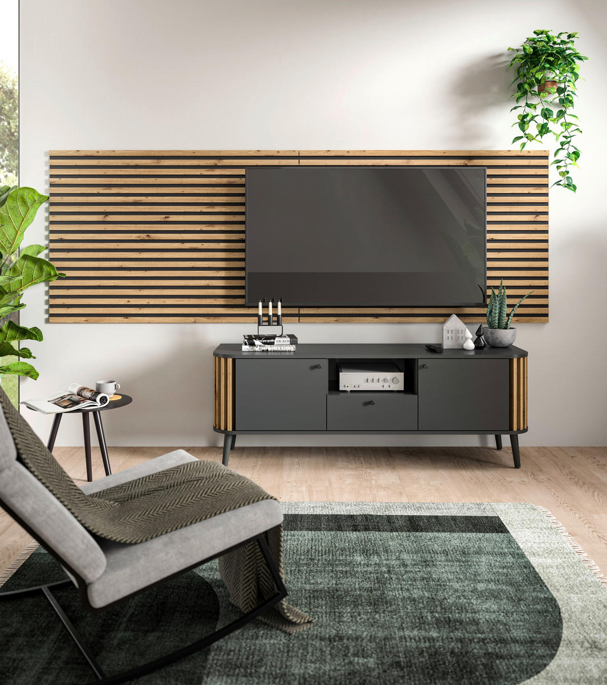 Paneel SILENCE 2er-Set Eiche Artisan Nachbildung anthrazit B/H/T: ca. 40x120x2 cm SILENCE 2er-Set - Eiche/anthrazit (40,00/120,00/2,00cm) - xonox.home