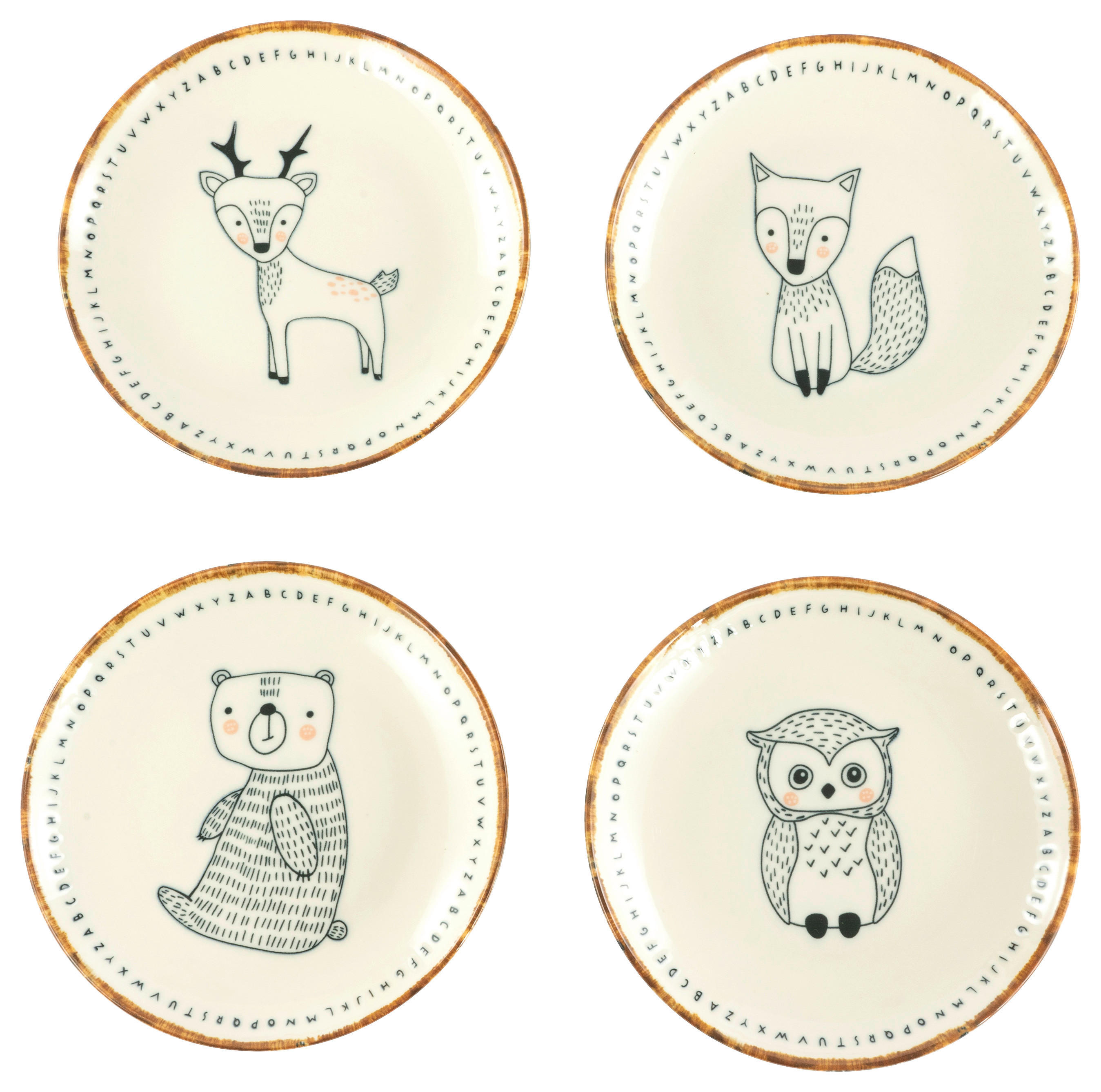 CreaTable Tellerset Freunde des Waldes braun Steinzeug D: ca. 21 cm Freunde des Waldes - beige/braun (21,00cm) - CreaTable