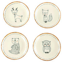 CreaTable Tellerset Freunde des Waldes braun Steinzeug D: ca. 21 cm Freunde des Waldes - beige/braun (21,00cm) - CreaTable