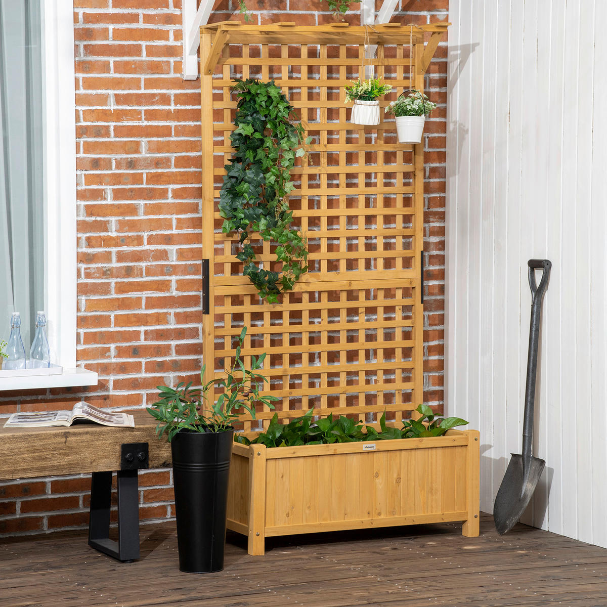 Outsunny Hochbeet gelb Holz B/H/L: ca. 45x183x90 cm Hochbeet - gelb (90,00/45,00/183,00cm) - Outsunny