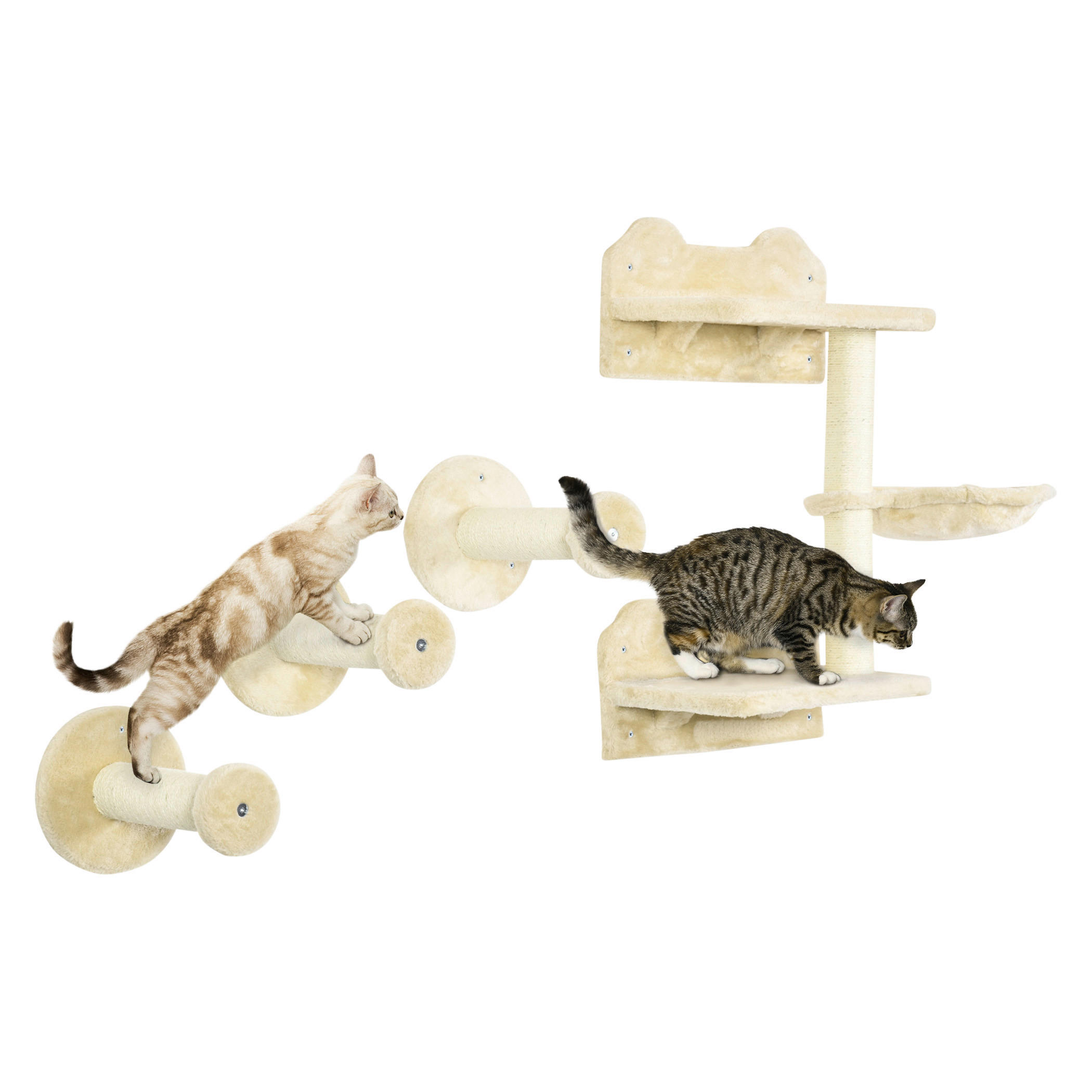 PawHut Fitness-Zubehör beige Edelstahl B/H/L: ca. 28x40x73 cm Kletterwand - beige/cremeweiß (73,00/28,00/40,00cm) - PawHut