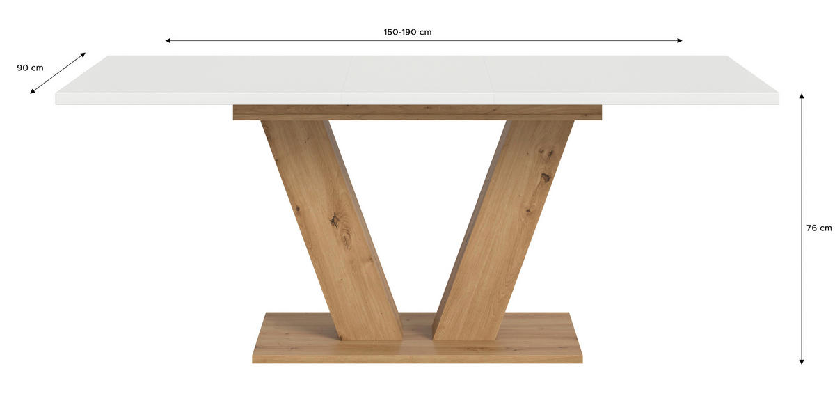 Esstisch MOTION weiß Artisan Nachbildung B/H/T: ca. 150x76x90 cm MOTION - weiß (150,00/76,00/90,00cm) - xonox.home