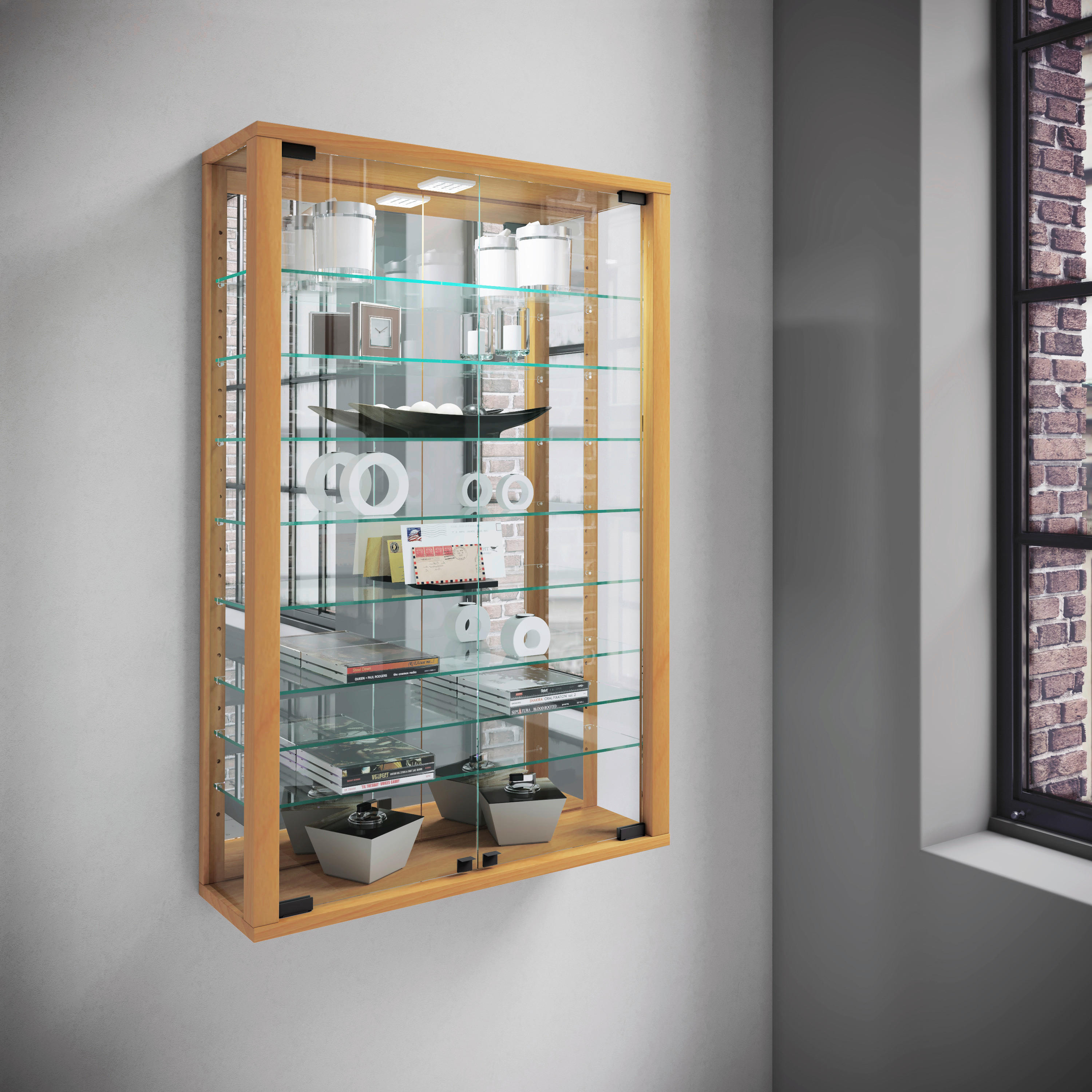 Vitrine Vitrosa buche Holzwerkstoff Glas B/H/T: ca. 59x91x18 cm Vitrosa - buche (59,00/91,00/18,00cm) - VCM Möbel