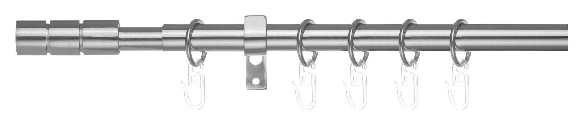 Gardinenstange Zylinder Chrom Metall D: ca. 2 cm ausziehbar von ca. 130 bis 240 cm 1.0 Läufe