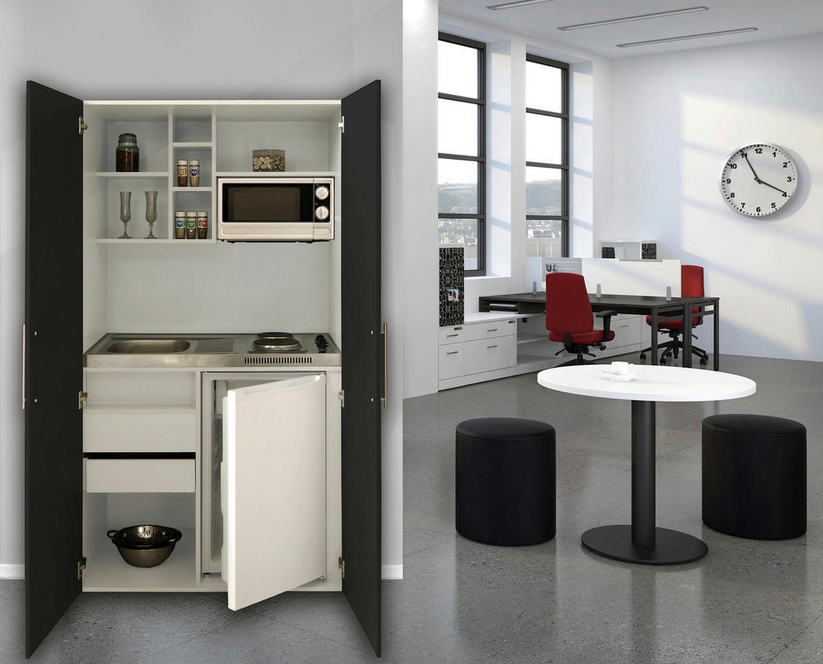 Respekta Schrankküche Economy schwarz matt B/H/T: ca. 104x193x67 cm Economy - weiß/schwarz (104,00/193,00/67,00cm) - Respekta