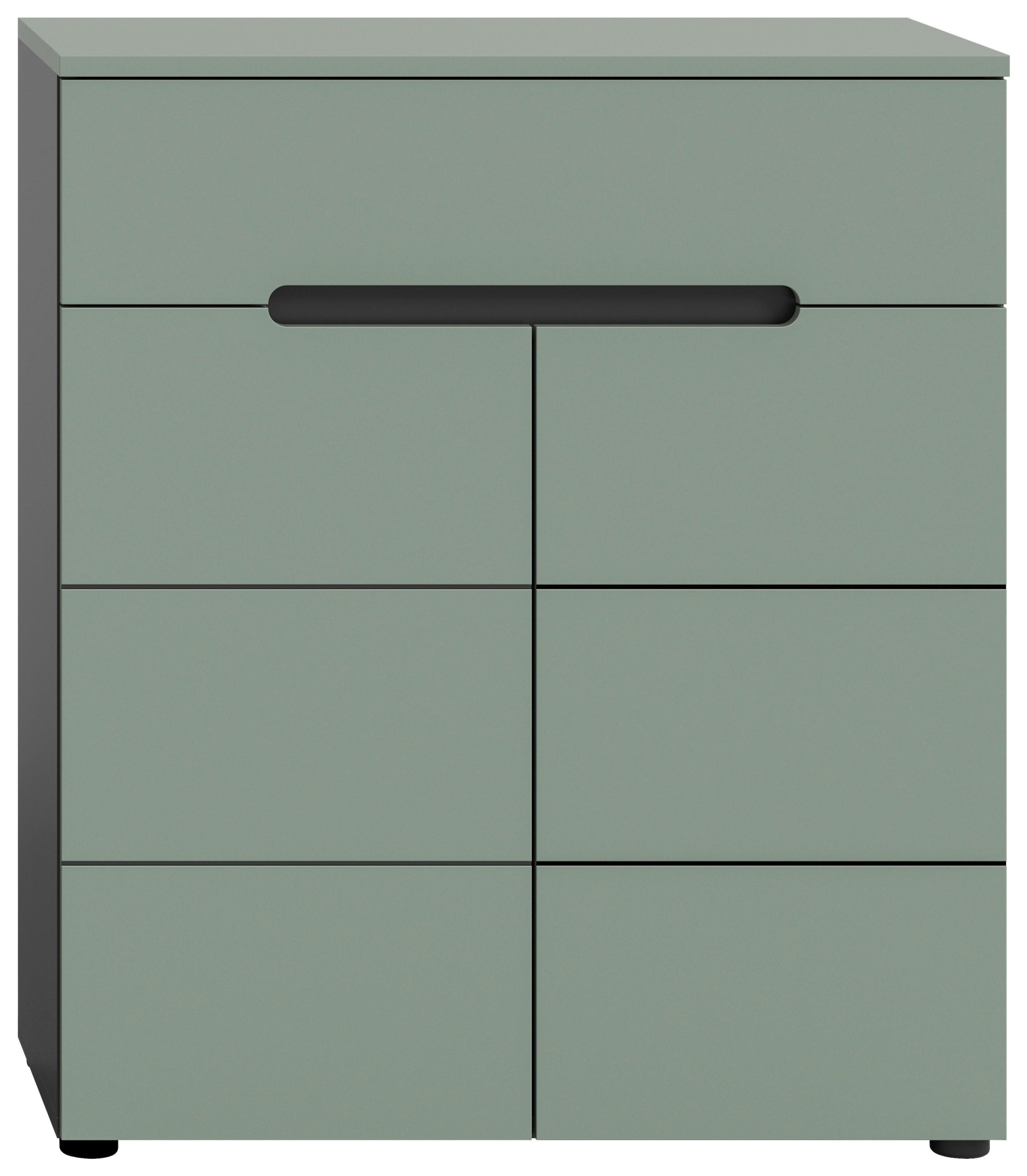 Schuhkommode Canu grün basaltgrau Nachbildung B/H/T: ca. 94x80x37 cm Canu - basaltgrau/grün (94,00/80,00/37,00cm) - xonox.home