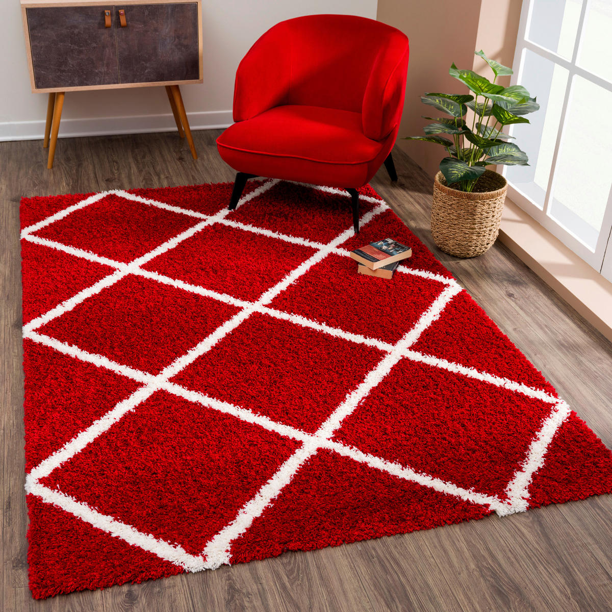 Sanat Hochflorteppich MADRID rot B/L: ca. 160x230 cm MADRID - rot (160,00/230,00cm) - Sanat