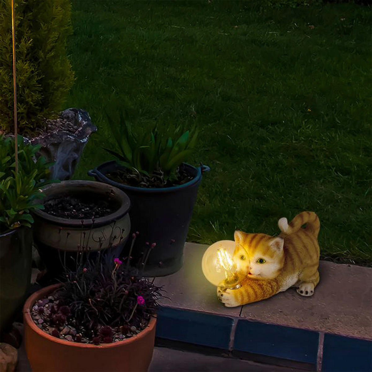 LED-Solar-Outdoorleuchte NV5265503 orange Kunststoff B/H/T: ca. 25x15x11 cm Katze - orange (25,00/15,00/11,00cm) - Näve Leuchten