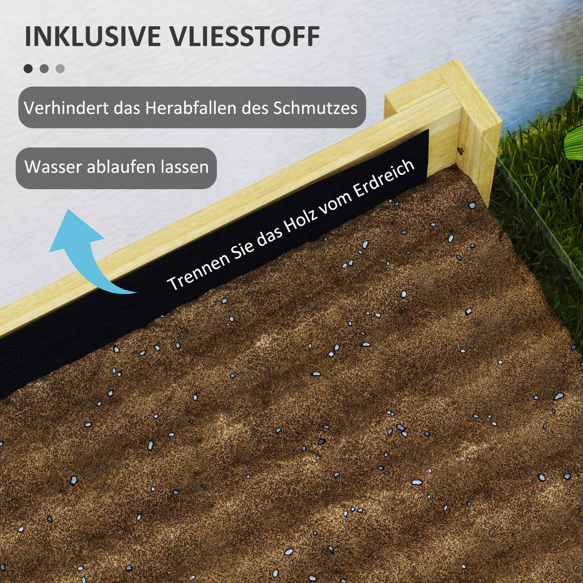 Outsunny Hochbeet natur Holz B/H/L: ca. 50x80x110 cm Hochbeet - natur (110,00/50,00/80,00cm) - Outsunny