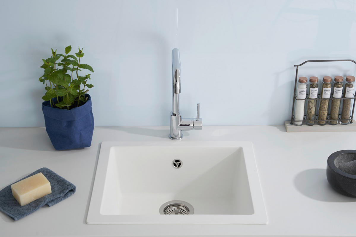 Respekta Einbauspüle Ohio 50 x 44 W weiß Mineralite B/H/T: ca. 44x19x50 cm Ohio 50 x 44 W - weiß (44,00/19,00/50,00cm) - Respekta