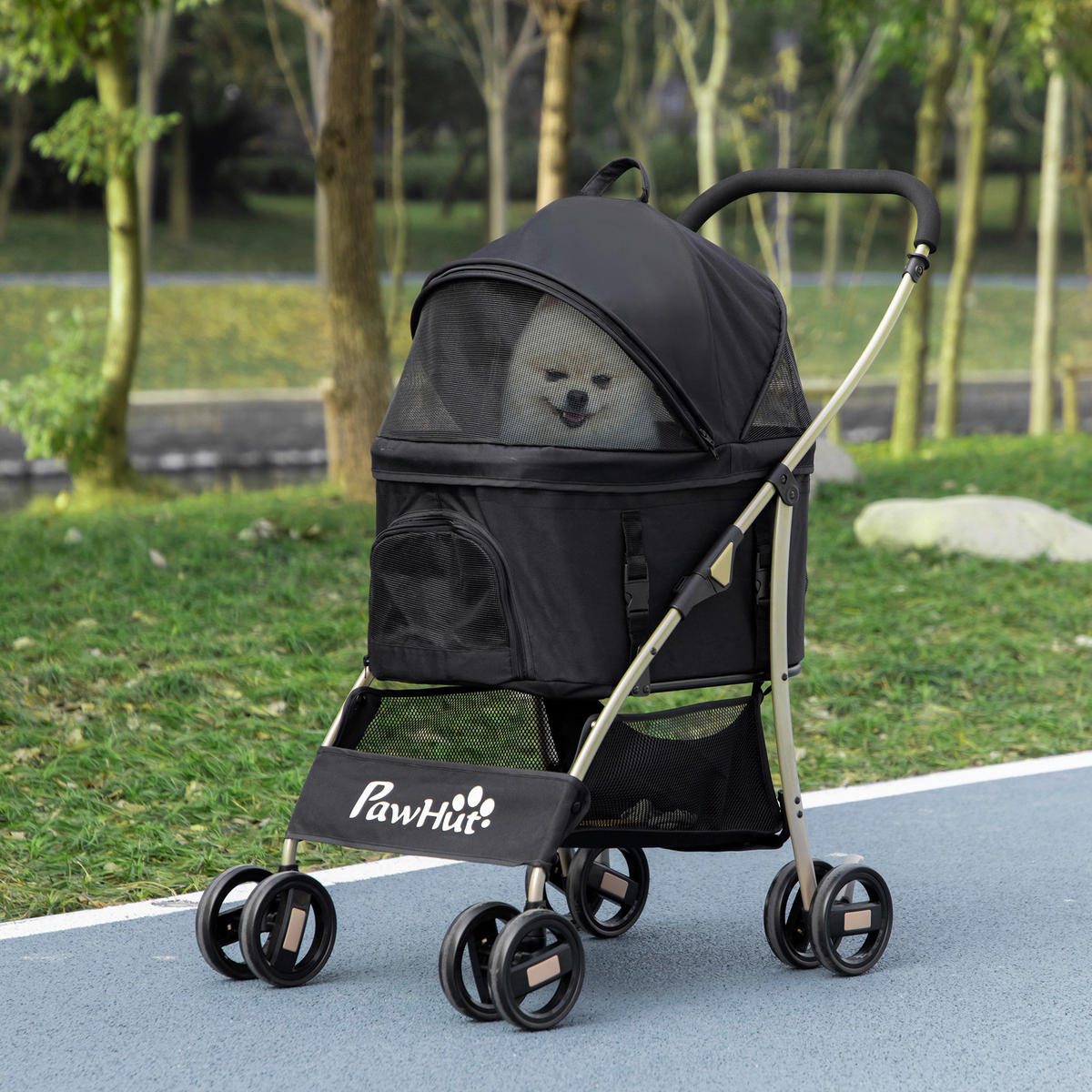 PawHut Haustier-Trolley schwarz Polyester-Mischgewebe B/H/L: ca. 49,5x98x82 cm Haustier-Trolley - schwarz (82,00/49,50/98,00cm) - PawHut