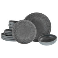 CreaTable Tafelservice Uno grau Steinzeug 12 tlg. Uno - grau - CreaTable