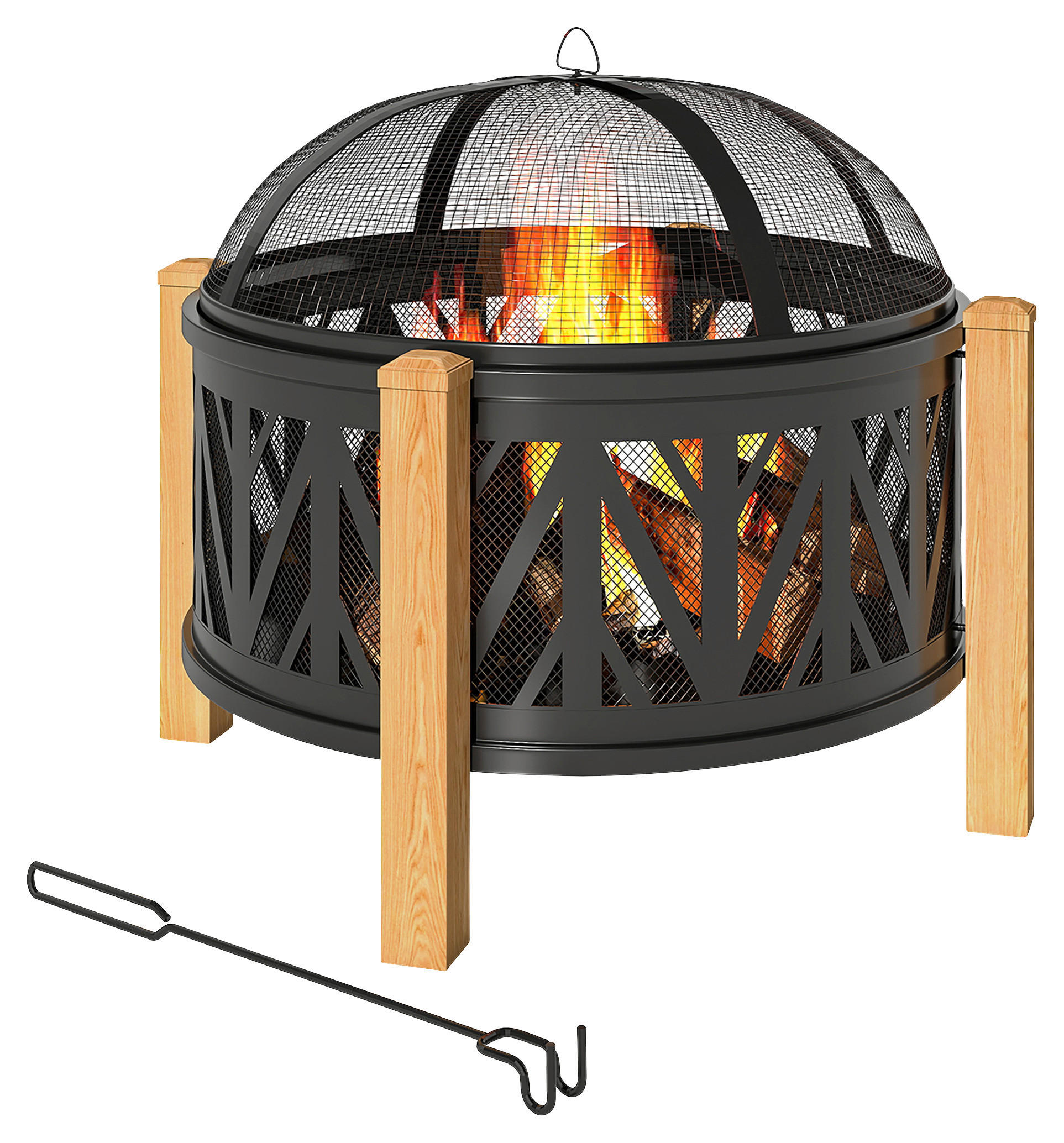 Outsunny Feuerschale Feuerschale - braun/schwarz (75,00/75,00/58,00cm) - Outsunny