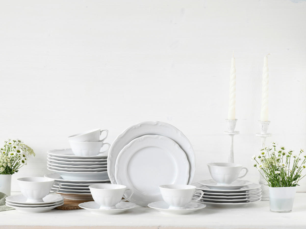 CreaTable Kombiservice Maria Theresia weiß Porzellan 30 tlg. Maria Theresia - weiß - CreaTable
